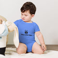 Wild and Free - Baby Short Sleeve One Piece, Heather Columbia Blue, front view
