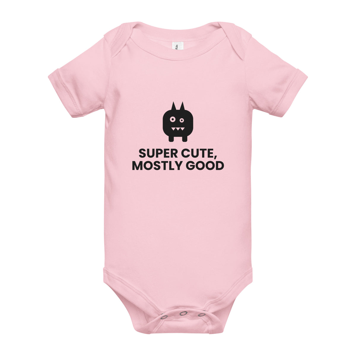 Super Cute, Mostly Good - Baby Short Sleeve One Piece, Pink, front view