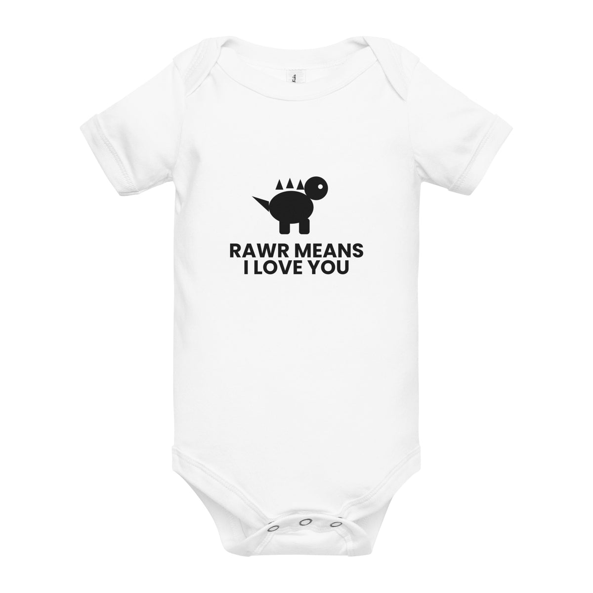 RAWR Means I Love You - Baby Short Sleeve One Piece, White, front view