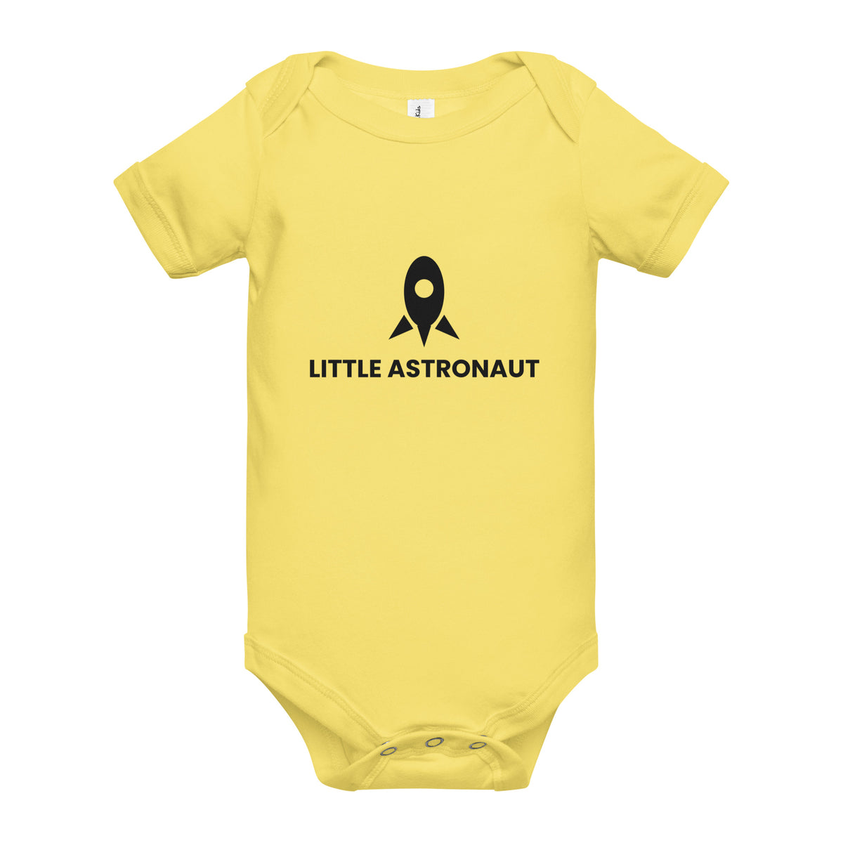 Little Astronaut - Baby Short Sleeve One Piece, Yellow, front view