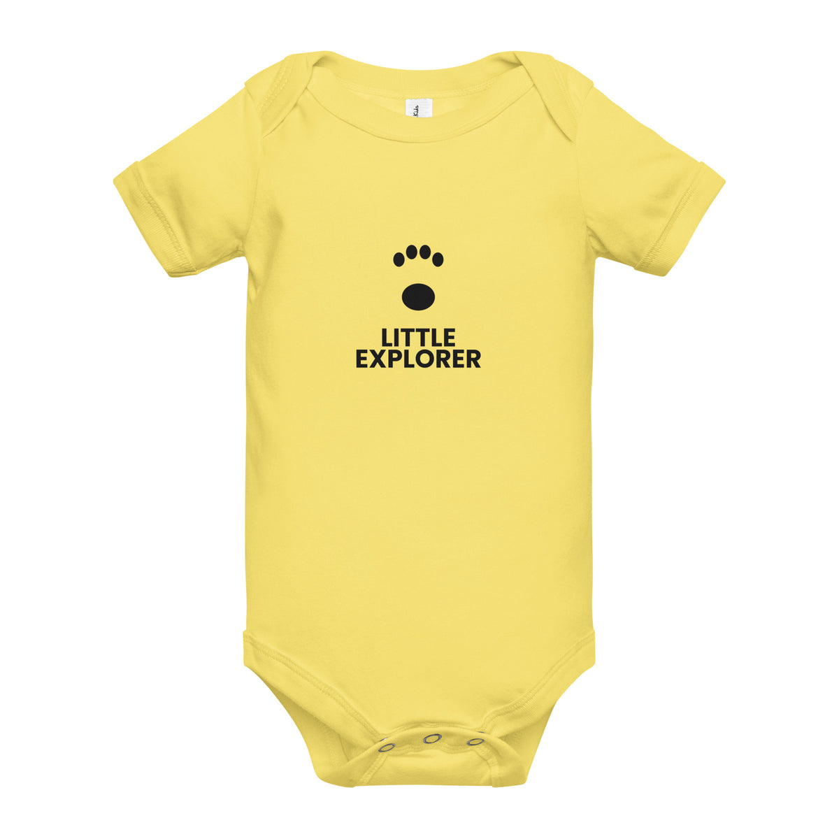 Little Explorer - Baby Short Sleeve One Piece, Yellow, front view