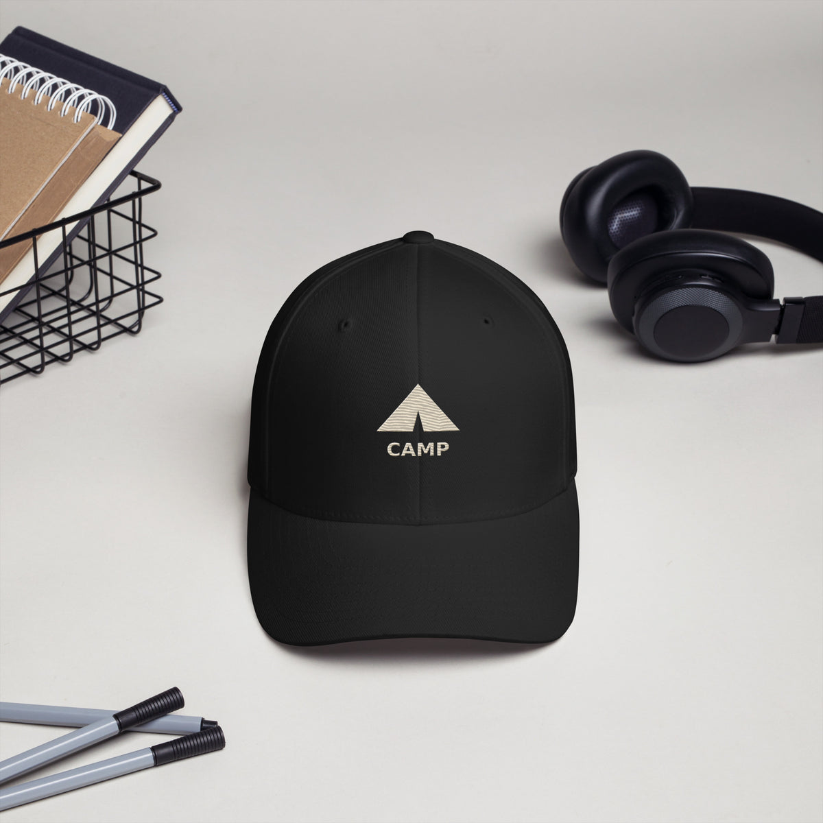 CAMP Structured Twill Cap, Black, front view
