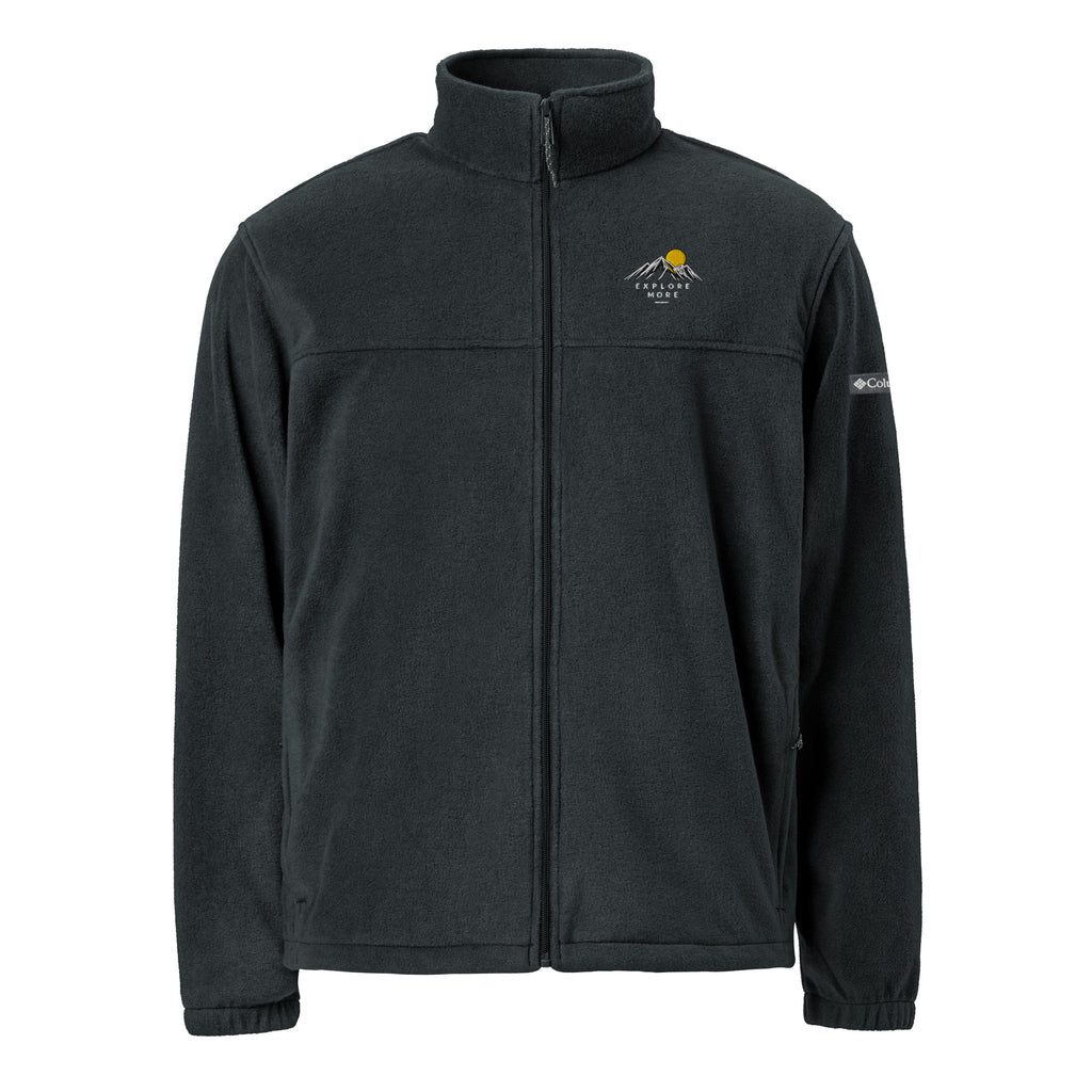 Explore More Columbia fleece jacket in black, front view