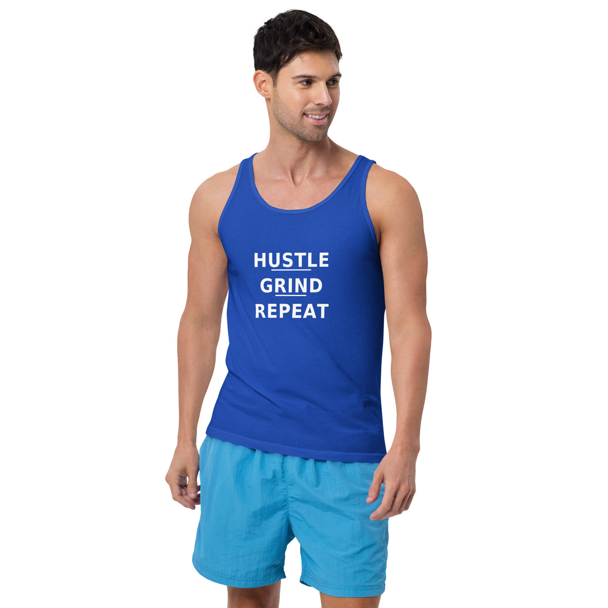 Hustle. Grind. Repeat. - Unisex Tank Top, True Royal, front view